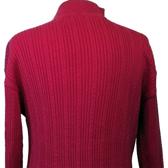 Vintage L.C.B.B. LTD. Sweater Medium Made in USA Cable Knit Faux Turtleneck Red - Picture 6 of 6